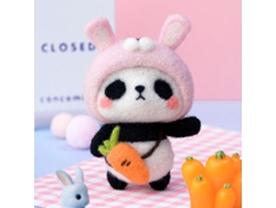 Kit De Fieltro Con Aguja Para Hacer Un Colgante De Conejo Panda De Lana Para Principiantes - Básico