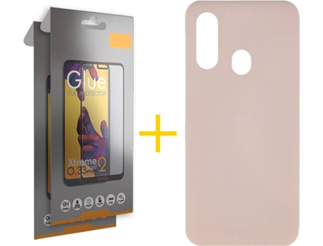 Carcasa + 2 Protectores de Pantalla Samsung A20e SKYHE Full Rosa Claro