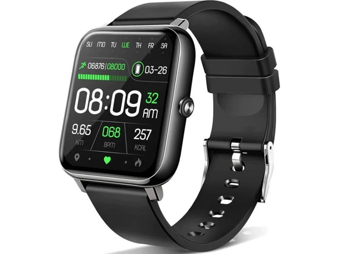 Reloj inteligente para correr, pantalla táctil de 1.69", podómetro, presión arterial, frecuencia cardíaca, IP68, resistente al agua, para hombres y mujeres, Bestvite (negro)