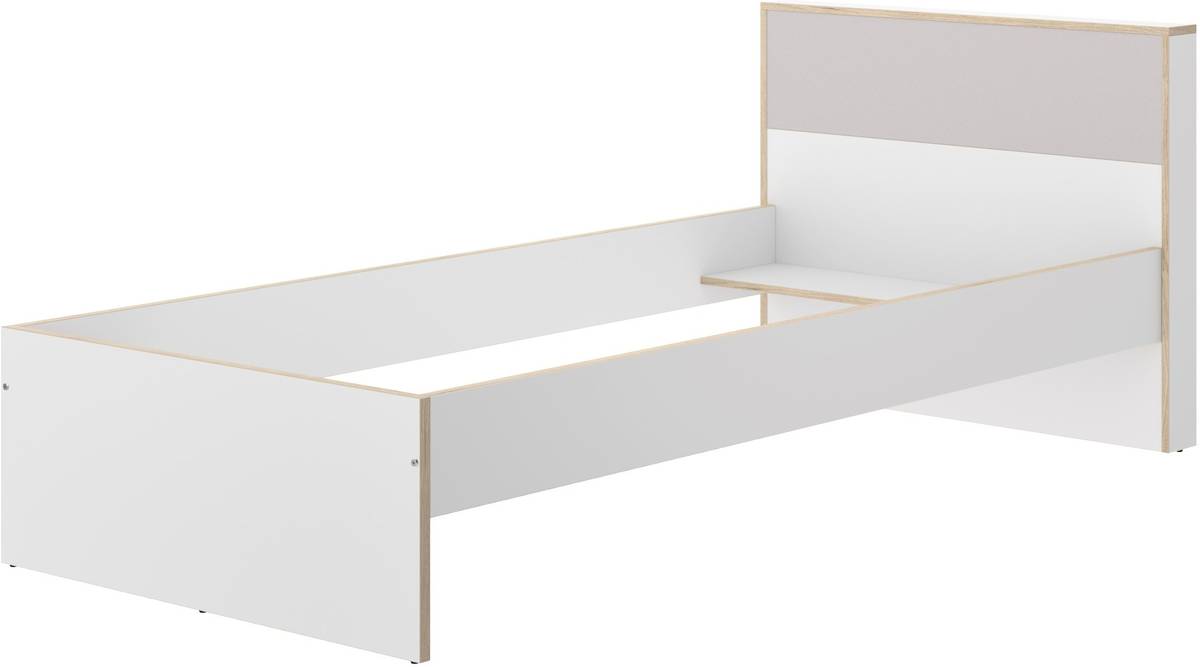 Cama MIRAKEMUEBLE Boreal (Blanco y Gris - Melamina - Compatible con Colchón: 200x90 cm)