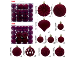 Juego de 48 bolas navideñas flocadas de plástico de 4, 6 y 8 cm, Yunzii (verde oscuro)
