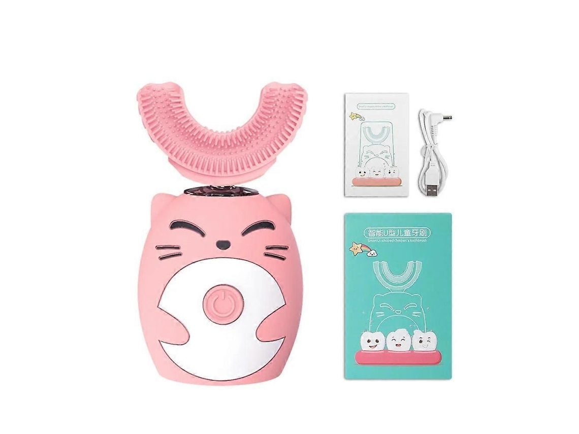 Escova De Dentes Elétrica Infantil Em Formato De U, Inteligente, 360 Graus, De Silicone, Ultrassônica Automática, Com Desenho Animado Fofo Para C