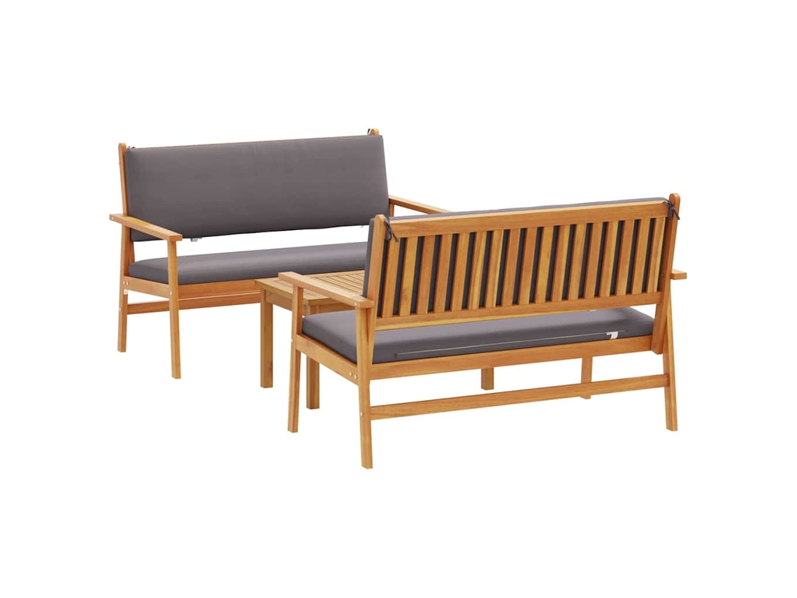 Maison Exclusive - Conjunto De Sofás De Jardín 3 Pcs Marrón 120 X 65,5 X 79 Cm