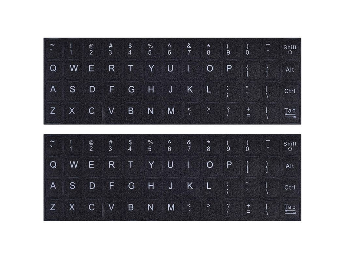 2 Paquetes De Pegatinas Universales Para Teclado En Inglés, Pegatinas Para Teclado De Portátil Con Fondo Negro Y Letras Blancas.