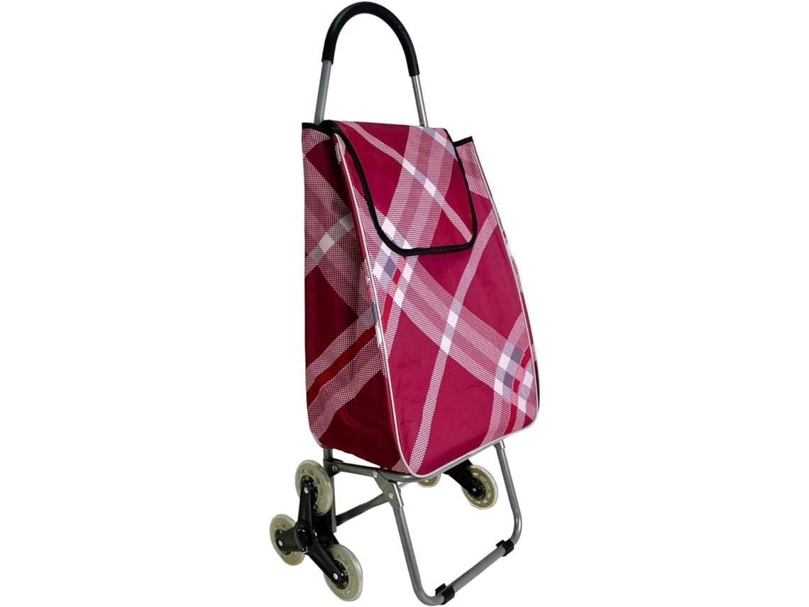 Carro de la Compra con 6 Ruedas para Subir Escaleras, Carrito del Mercado Plegable, Bolsa Impermeable de 42L litros (Rojo) COSHANO