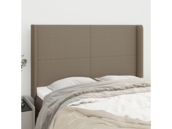 Cabecero Con Orejas De Tela Gris Taupe 147x16x118/128 Cm