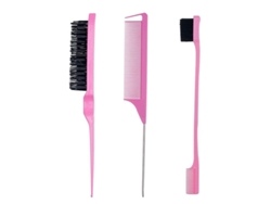 Juego De 3 Peines Para El Cabello Con Peine De Cola De Rata Y Cepillos Laterales Y Traseros - Rosa