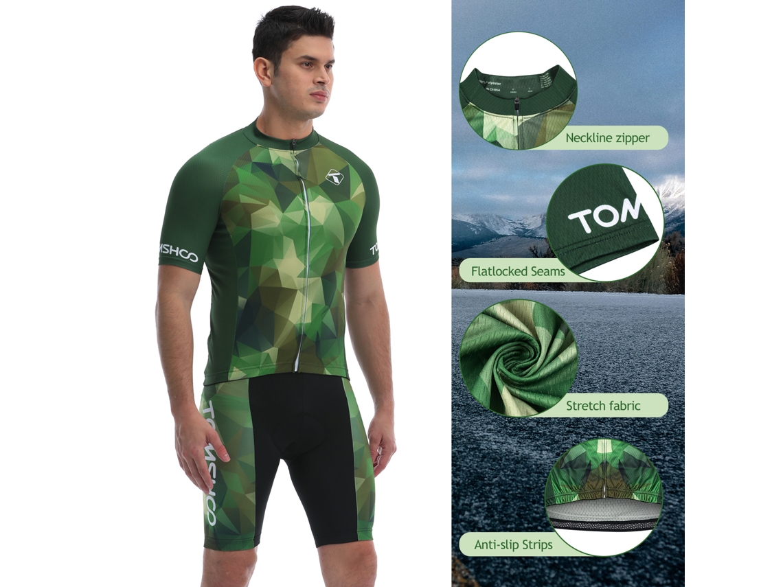 Conjunto De Ciclismo De Secado Rápido Tomshoo - Maillot Y Culotte Con Tirantes Para Hombre - Ciclismo De Montaña Y De Carretera