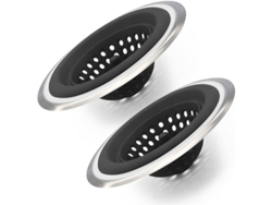 Filtro Para Fregadero De Cocina, 2 Unidades, Tapa De Silicona Con Anillo De Acero Inoxidable, Diseño Antiobstrucción.