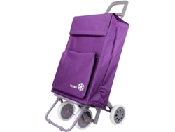 Carro de la Compra Plegable con 4 Ruedas para Subir Escaleras, Bolsa Impermeable isotérmica de 46L. Porta Paraguas. (Morado)