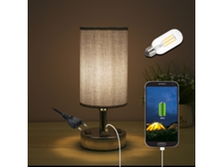 Rebe-lámpara De Mesa De Noche 220-240v Con 2 Usb Y 2 Tomacorrientes, Control Táctil, 3 Niveles De Brillo Ajustable Para Dormitorio