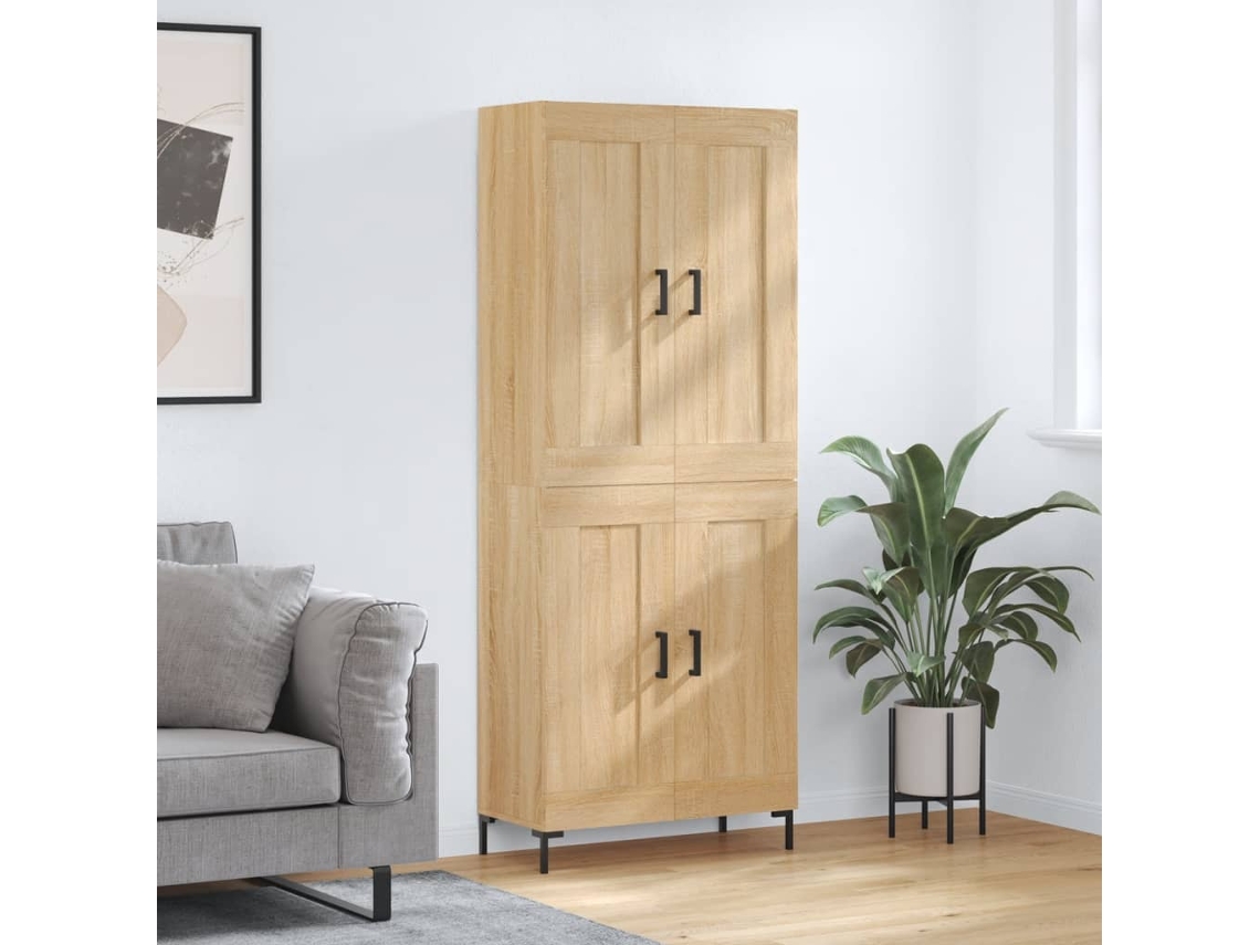 Aparador | Armario alto 69,5 x 34 x 180 cm, madera de detritos, color Sonoma