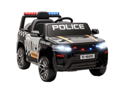 Coche De Policía Eléctrico Infantil, 12v, Con Mando A Distancia, Sirena, Luces, Color Negro.