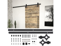 Kit De Herrajes Para Puerta Corredera Skien 200 cm Acero Negro DKD HOME DECOR
