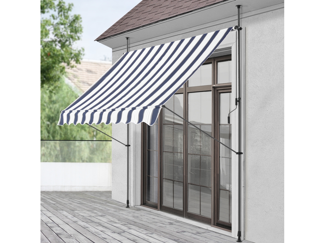 Toldo articulado PRO.TEC Stem  400 x 120 x 220-309 cm Azul oscuro y Blanco