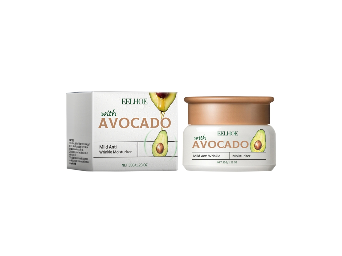 Crema antiarrugas de aguacate que hidrata la piel joven.