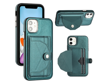 Funda Mobile Phone Cases Shockproof With Card para iPhone 11 Piel Marrón
