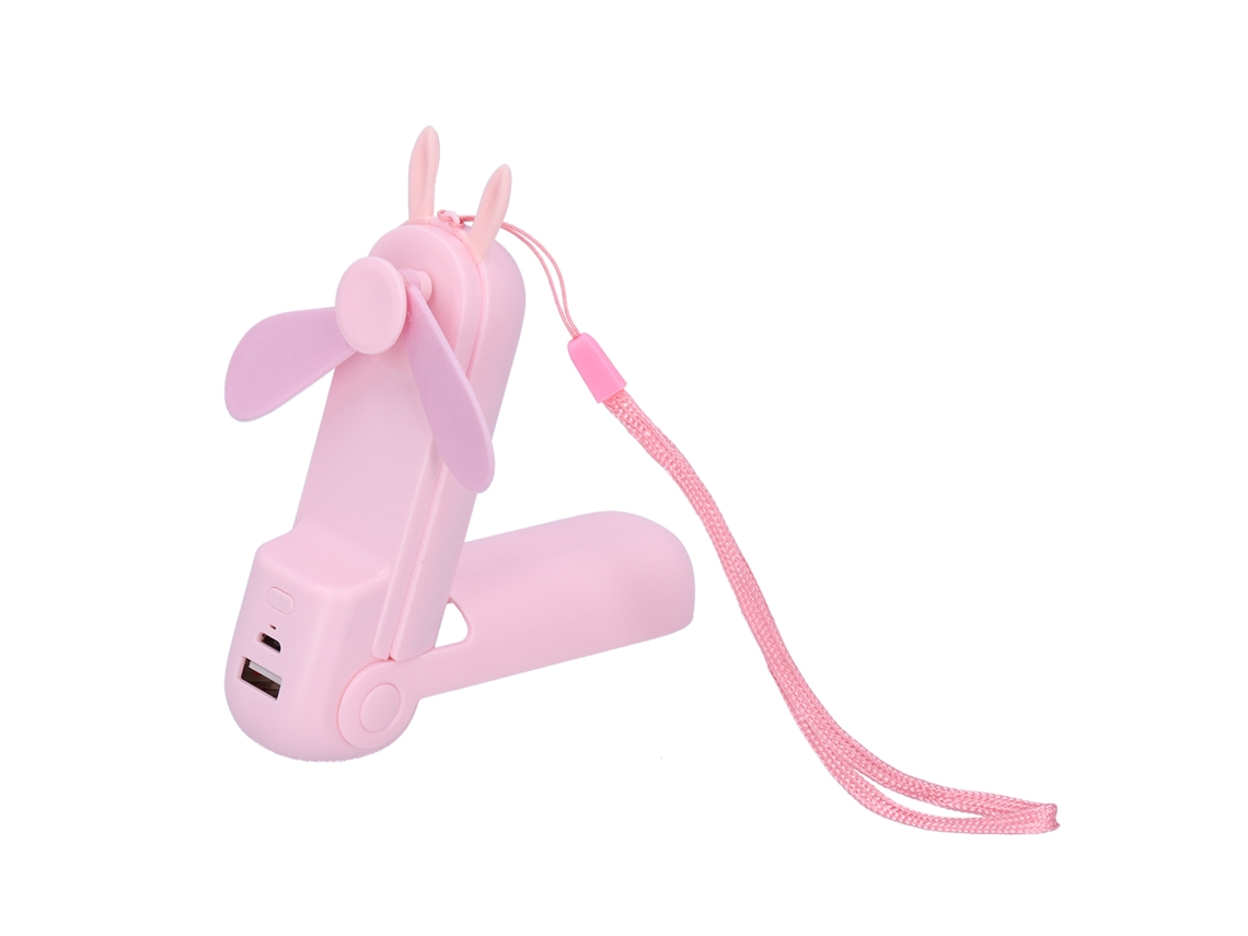 Ventilador portátil recargable con linterna, mini rosa