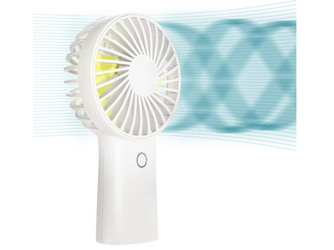 Ventilador portátil de mano, 20 h de enfriamiento máximo, mini ventilador de mano, 4000 mAh, recargable por USB, 3 velocidades, blanco USHION