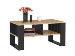 Mesa De Centro Rockford Roble Artisan 92 Cm Con Patas En Color Negro 92x53x45 Cm