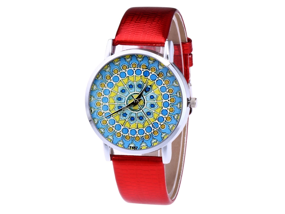 Reloj De Cuarzo Casual Para Hombre Y Mujer Con Correa De Cuero Pu Rojo