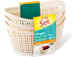 Kit 7h HOUSE 3 Cestas Ovaladas Beis 1,5 Litros