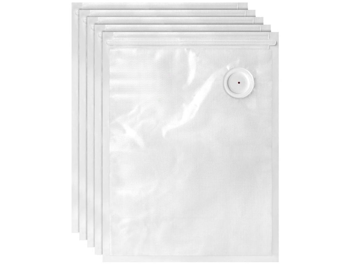 Bolsas De Vacío Reutilizables Para Alimentos Con Válvula De Aire Para La Conservación Y Congelación De Alimentos (5 Unidades/26x34cm) Gertiz