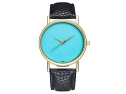 Reloj De Cuero Pu Simple Unisex Dial Redondo Mujer Hombre Cuarzo Negro