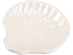 Bandeja Cerámica Blanca Joyas Pequeño Plato Forma Concha Anillos Pendientes Decorativo Funcional Oficina