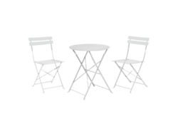 Mesa 60 cm + 2 sillas plegables metal blanco conjunto