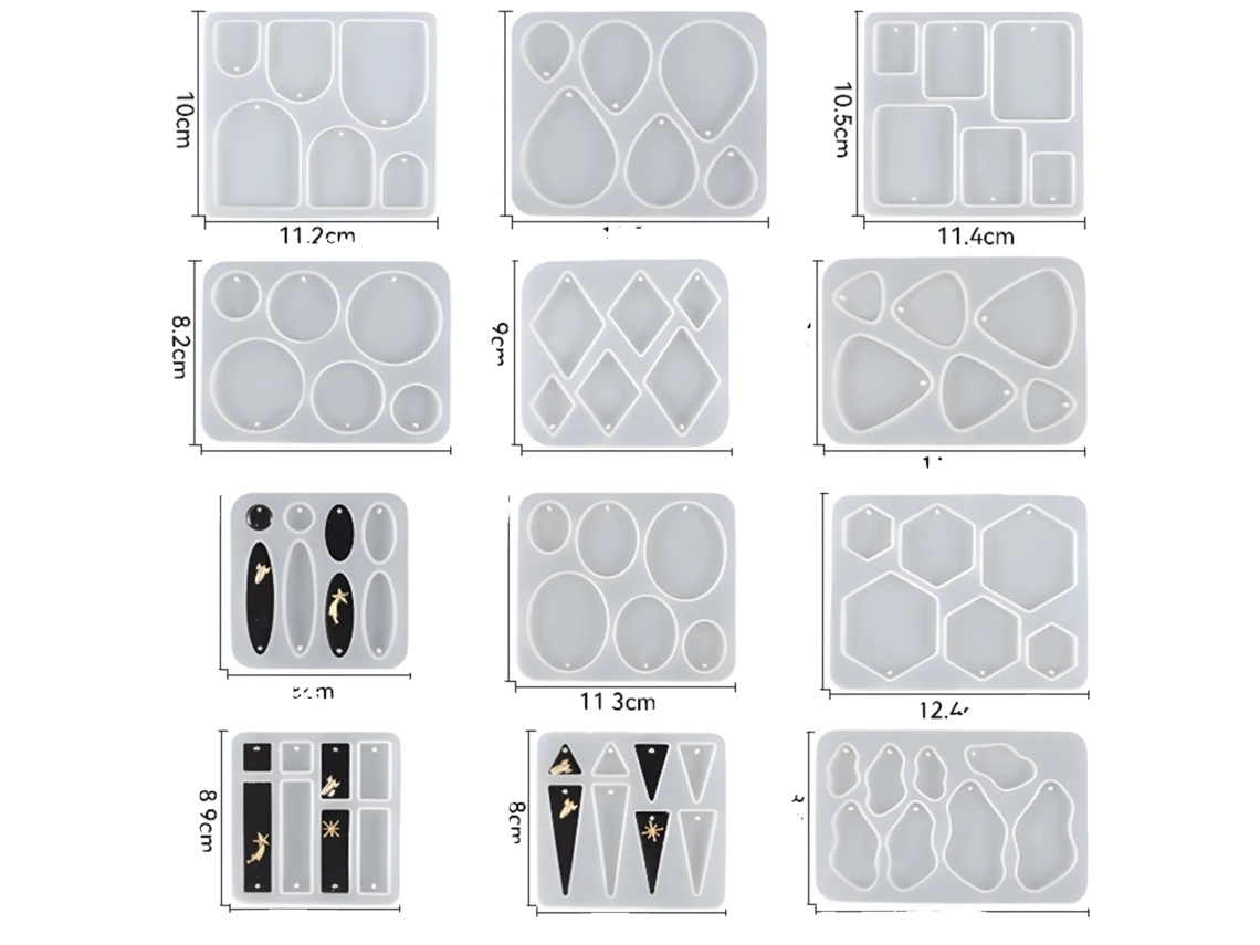 Moldes para pendientes, 12 moldes de silicona, fáciles de usar, blancos