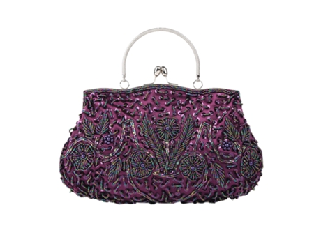 Monedero Floral Con Diseño De Lentejuelas Y Cuentas, Bolso De Mano, Morado ZMDECQNA