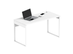 Escritorio Mesa De Ordenador Oficina Estudio, Patas Estructura Metálica Industrial 76x135x60cm Briebe Smuk Blanco