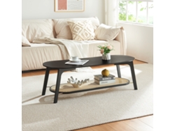 Mesa de centro Taivalkoski 120x43x40cm - Negro/Ratán [EN.CASA]