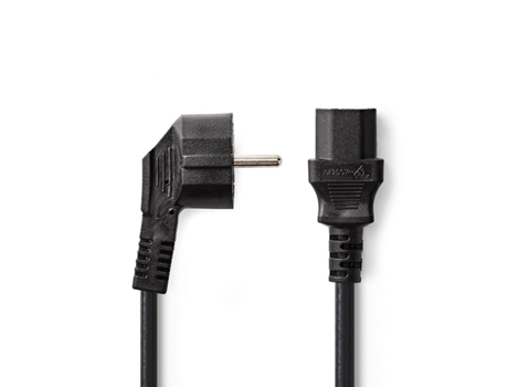 Cable de alimentación NEDIS Conector de alimentación macho Iec-320-C13 Ángulo de 90 recto Niquelado 2,00 metros