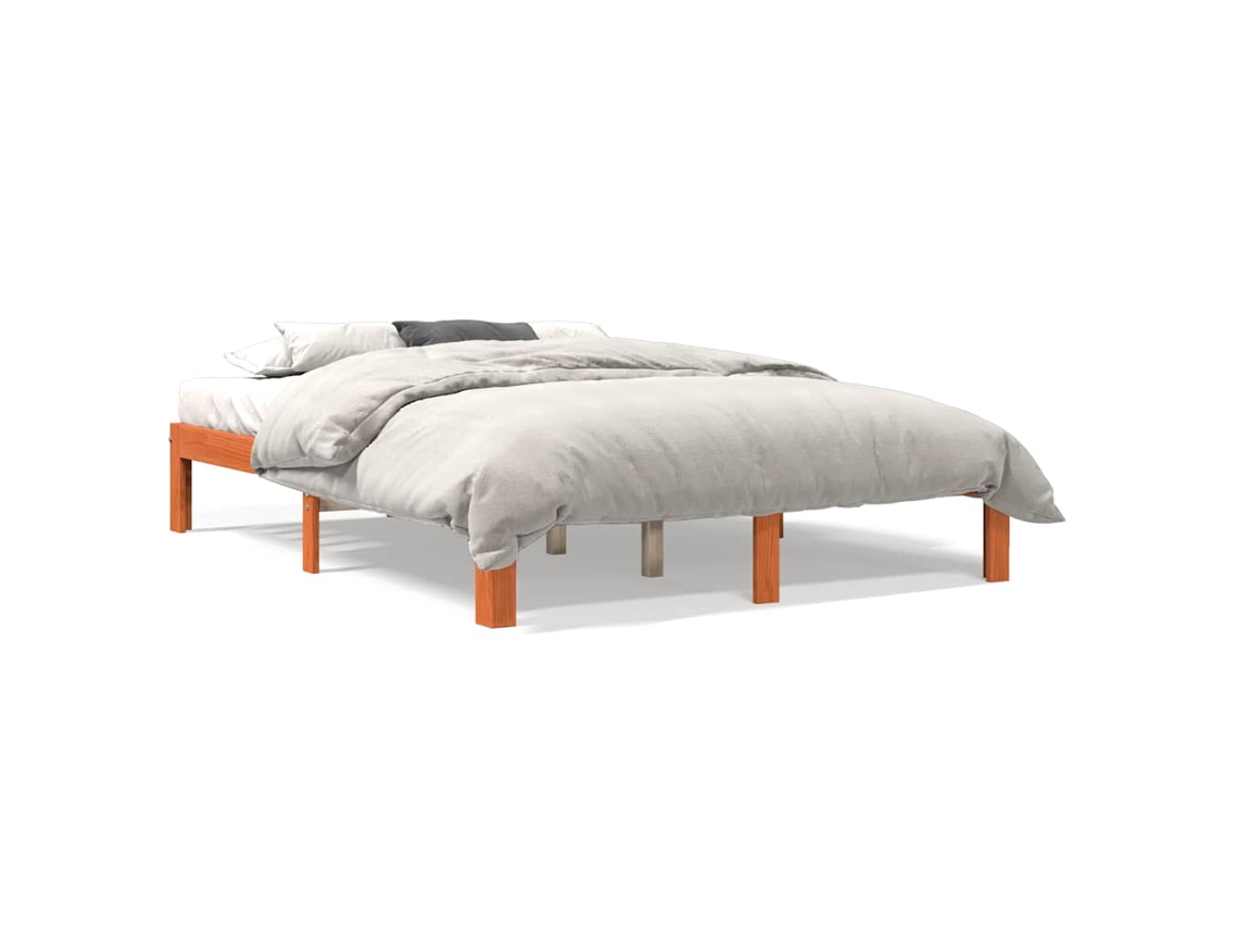 Maison Exclusive - Cama Sin Colchón Madera Maciza De Pino Marrón Cera 140x190 Cm