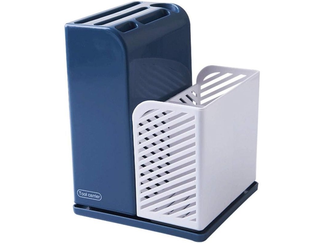 Estante Multifuncional Para Guardar Palillos Y Utensilios De Cocina En Forma De X, Azul/blanco.