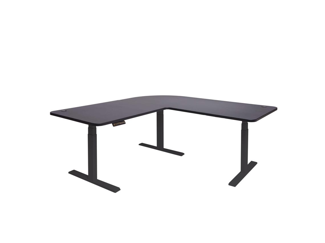 Escritorio De Esquina Mesa Para Ordenador Regulable Eléctricamente En Altura 178x178cm Mdf Negro 04_0002504