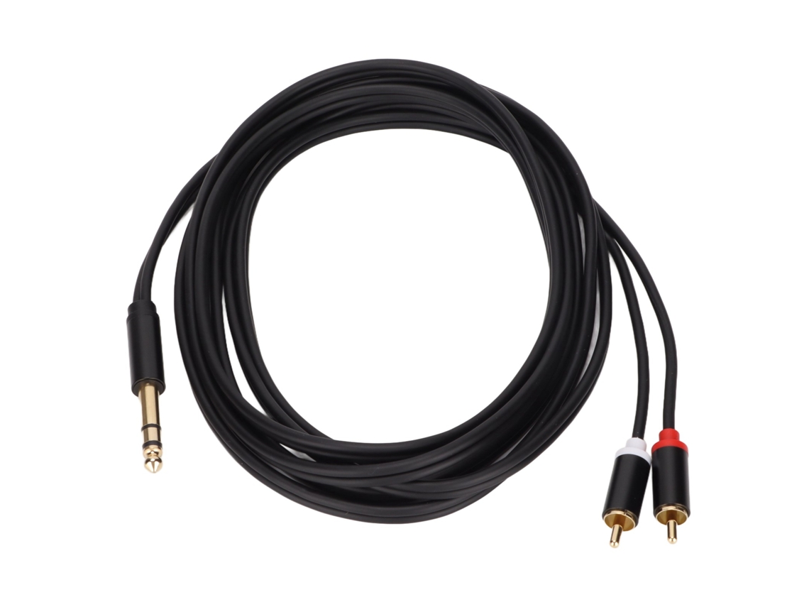 Cabo 6.35mm Para 2 Rca Macho Dourado 3m Divisor Y Estéreo Conexão Áudio Adaptador