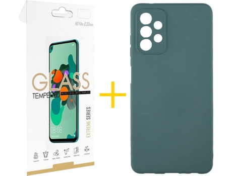 Kit Funda + Protector de Pantalla Samsung A32 5G SKYHE Cristal Templado 4737 Verde