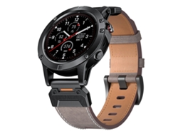 Bracelete Para Garmin (22mm) - Aço Inoxidável E Couro - Liberação Rápida Cinza Claro