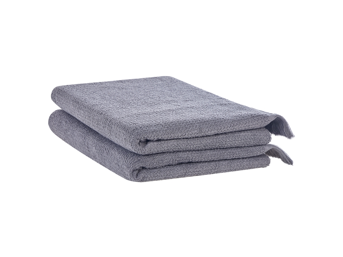 Conjunto de 2 toallas BELIANI Atiu de Algodón Gris 100x1x150