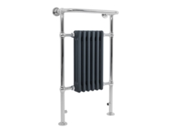 Radiador toallero tradicional para baño, 950x570 mm, gris antracita, con calefacción y barra cromada, 704 W, 6 columnas, MONSTERSHOP.