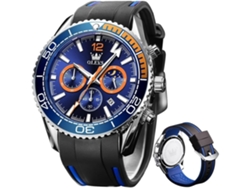 Reloj Masculino De Silicona Profesional De Buceo Cronógrafo Resistente Al Agua De Acero Inoxidable Con Fecha Azul Yuysan