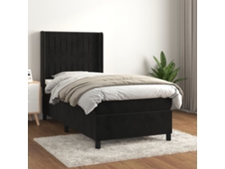 Cama Box Spring Con Colchón Terciopelo Negro 100x200 Cm