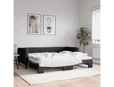 VIDAXL Sofá cama nido tela negro 90x200 cm