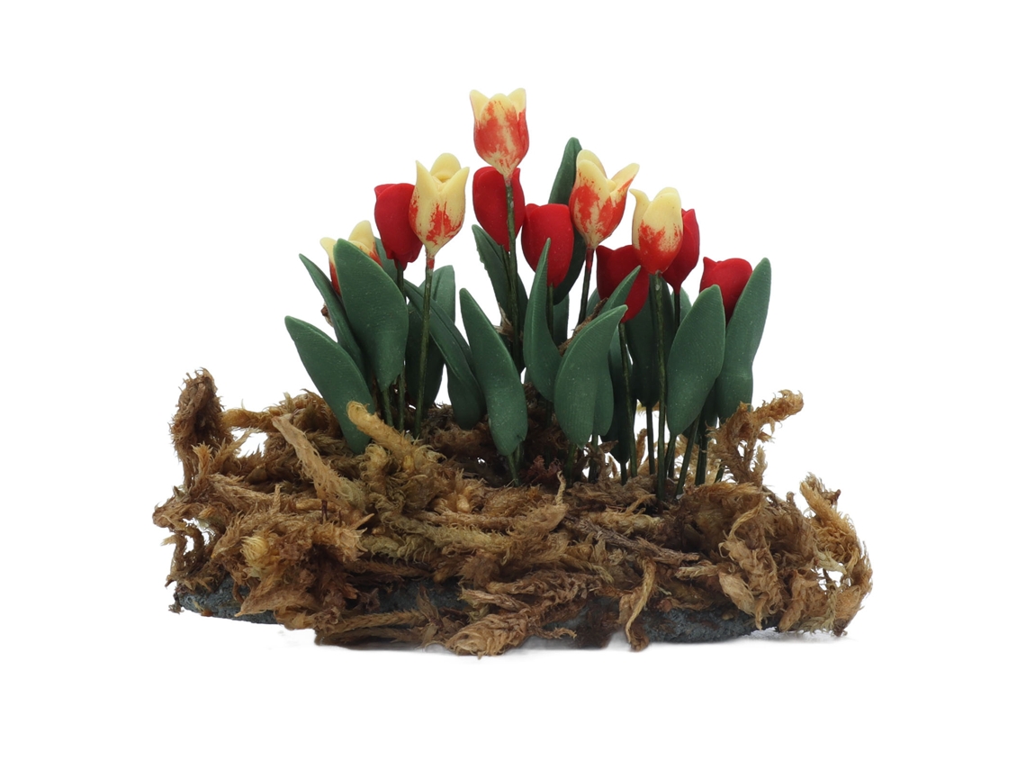 Tulipanes En Miniatura Para Casa De Muñecas Escala 1:12. Decoración De Jardín Diy Con Musgo.