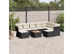 Conjunto de sofás de jardín de 10 piezas DKD Home Decor con cojines de mimbre negros