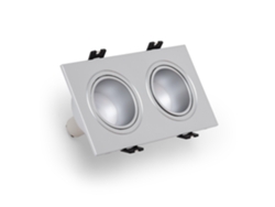 Downlight Cuadrado Inclinable GU10 6W Corte 75x150 mm PC No Flicker 3000K Plata Blanco Cálido LEDKIA