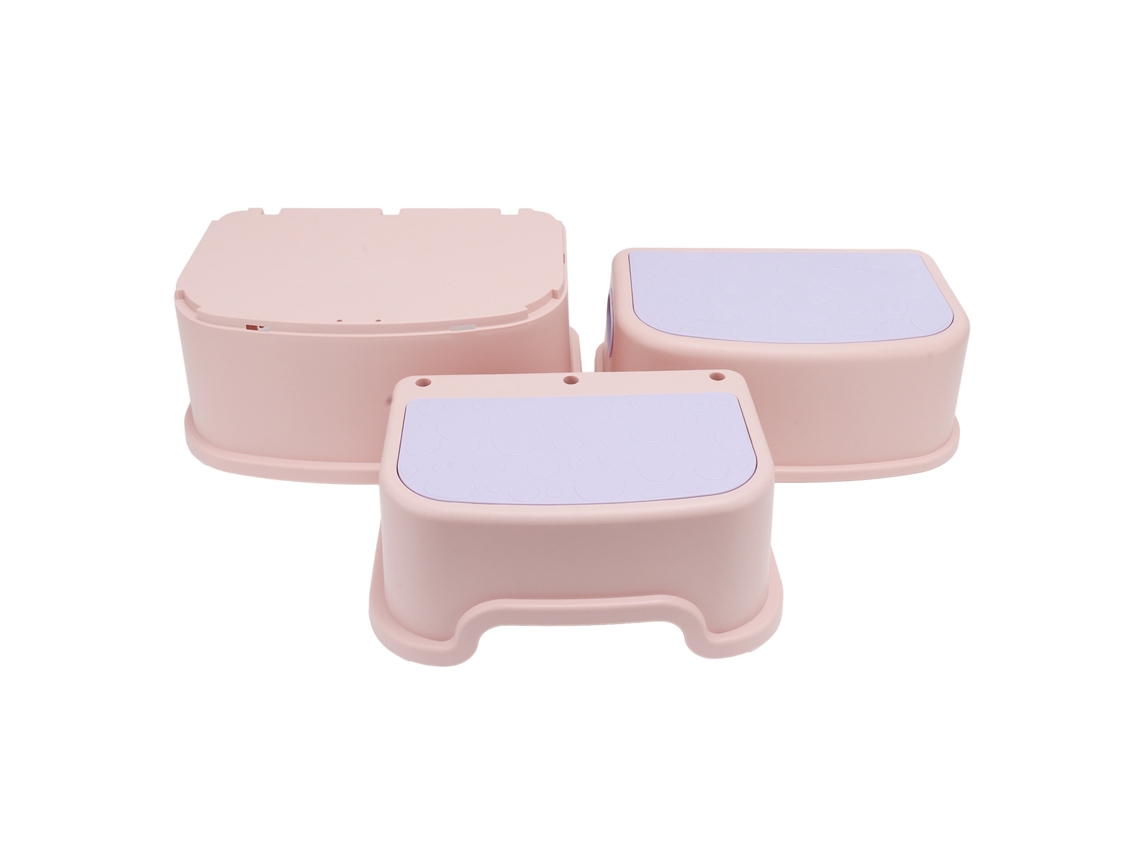 3 Piezas De Escalera Infantil Estable Antideslizante Con Bordes Lisos De Plástico Rosa Para Baño Y Cocina